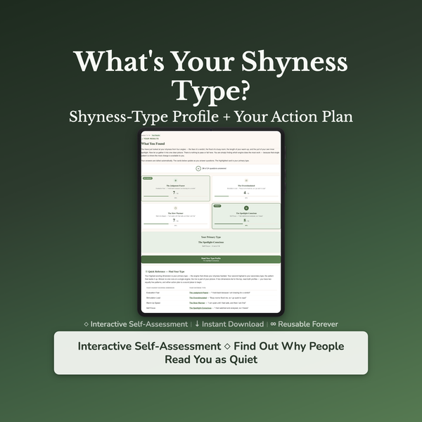 Shyness Quiz & Workbook – Why You Go Quiet Around People – Interactive Self-Assessment — interactive digital workbook