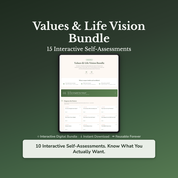 Self-Care Assessment Bundle – What Do I Want? 15 Quizzes – Interactive Self-Assessment — interactive digital workbook