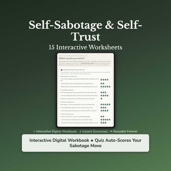 Self-Sabotage Worksheets – Self-Trust, Getting in Your Own Way, Fear of Success – Interactive Worksheets Bundle — interactive digital workbook