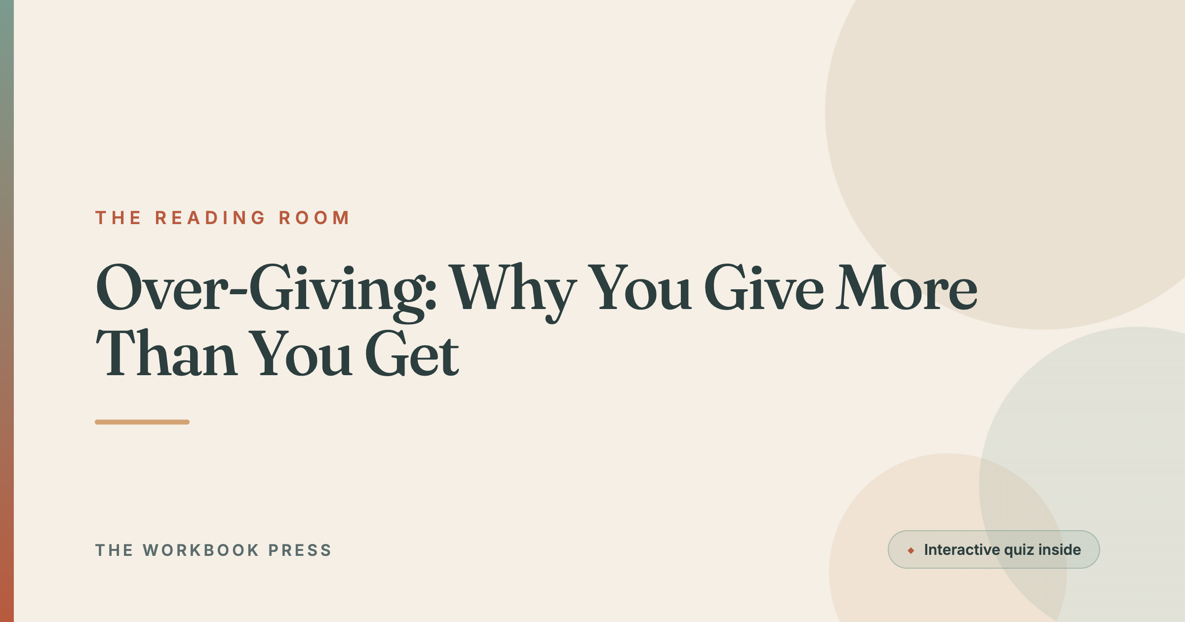 Over-Giving: Why You Give More Than You Get