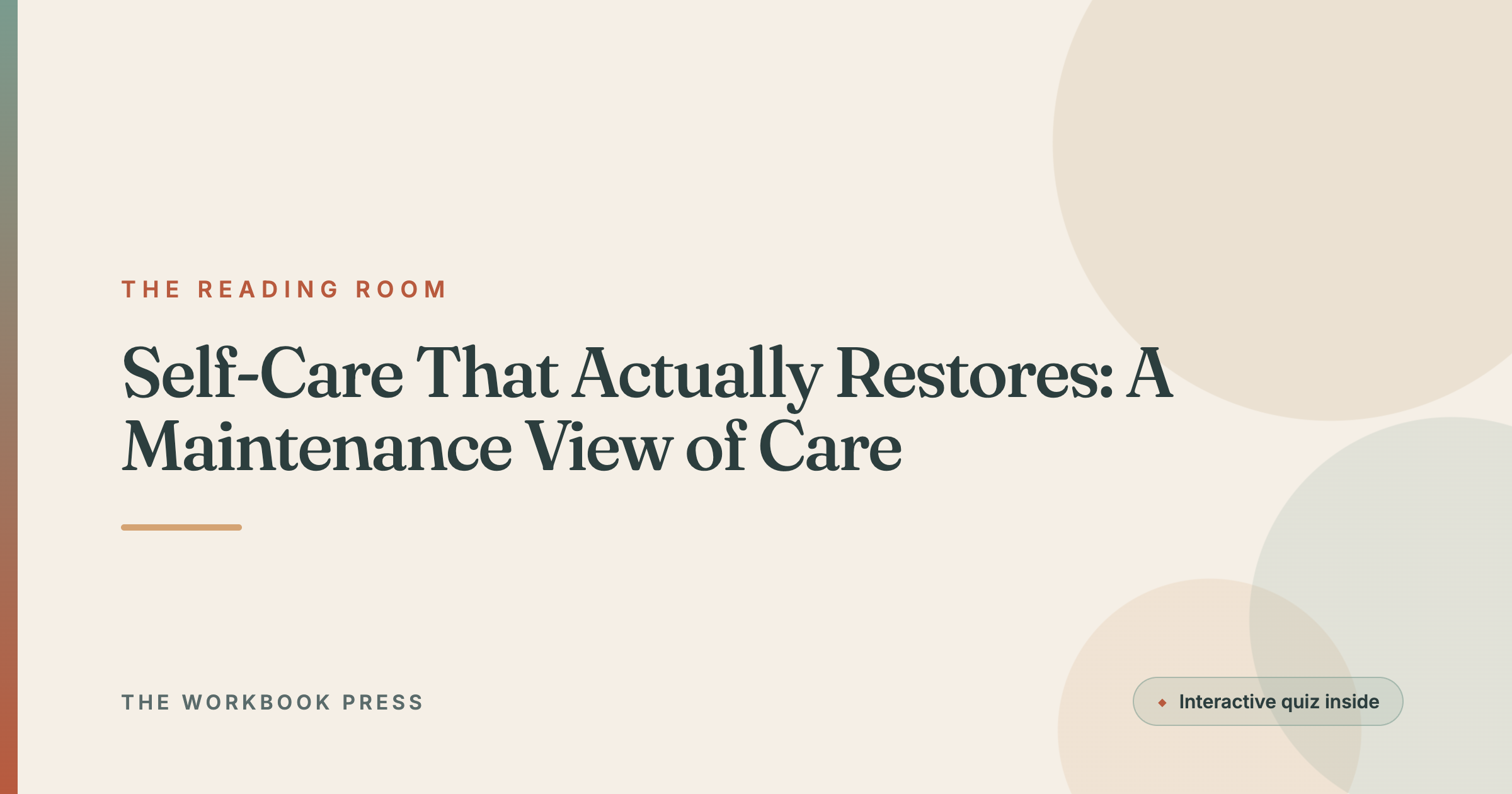 Self-Care That Actually Restores: A Maintenance View of Care