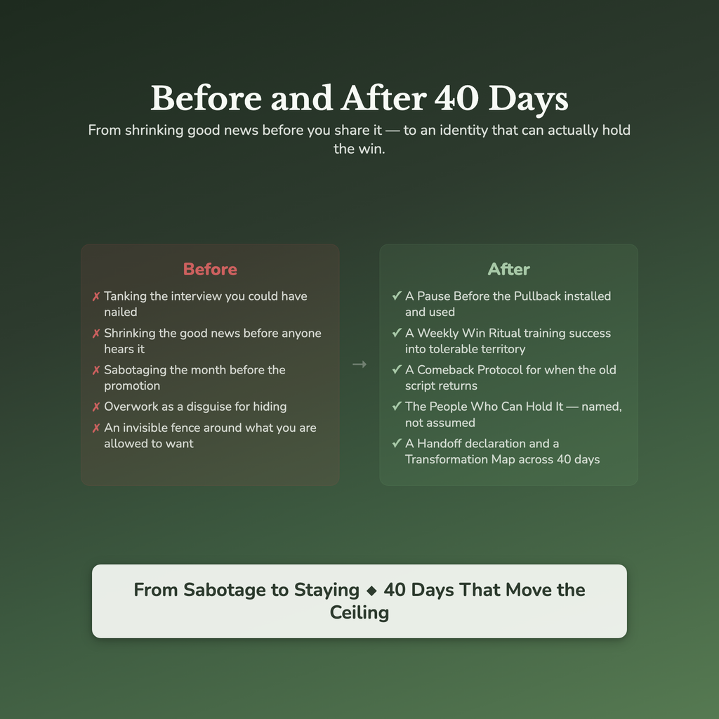 Fear of Success Workbook & 40-Day Guide — before and after transformation
