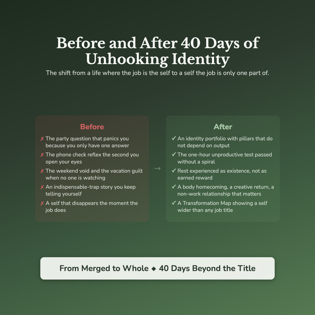 Work Identity Workbook & 40-Day Guide — before and after transformation