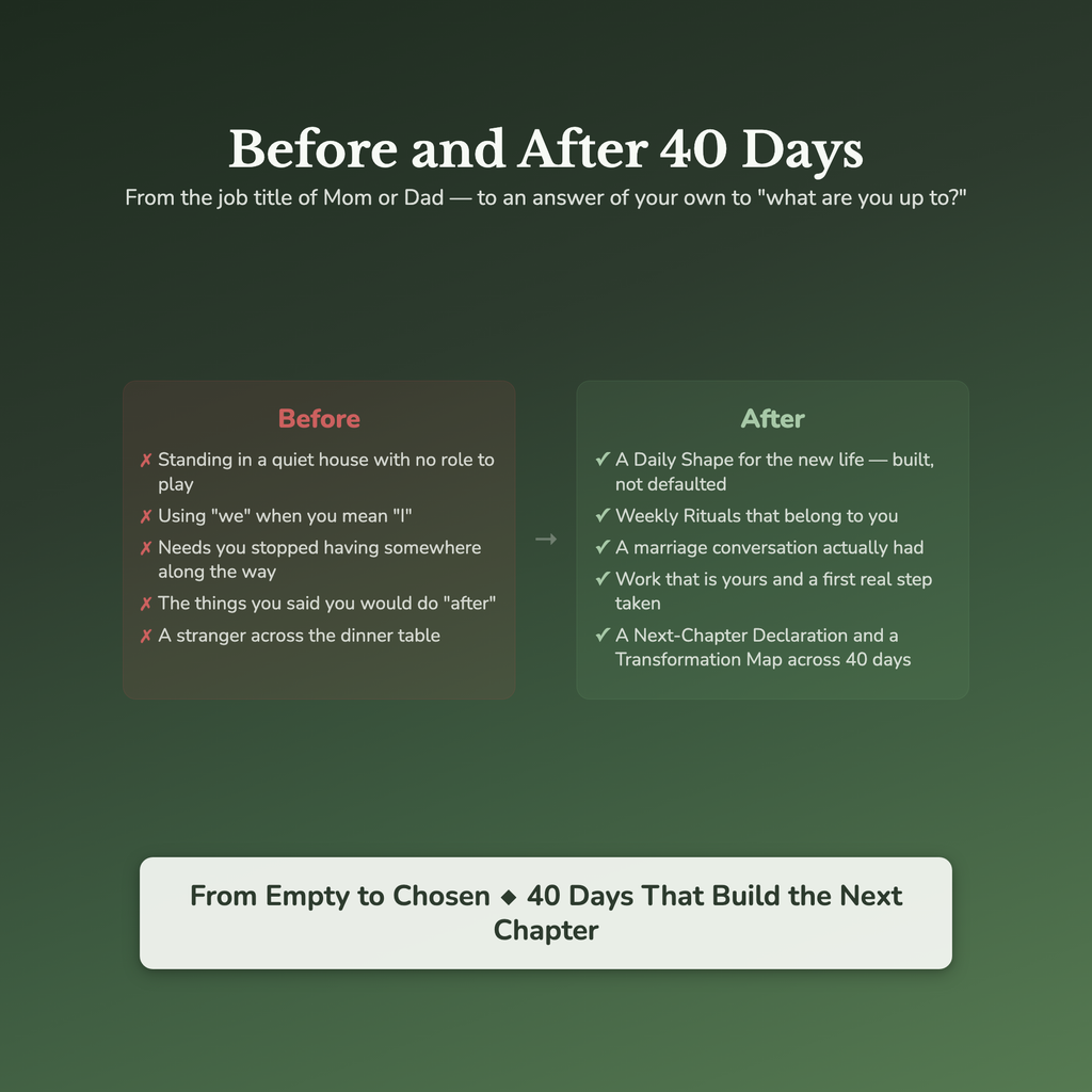 Empty Nest Workbook & 40-Day Guide — before and after transformation