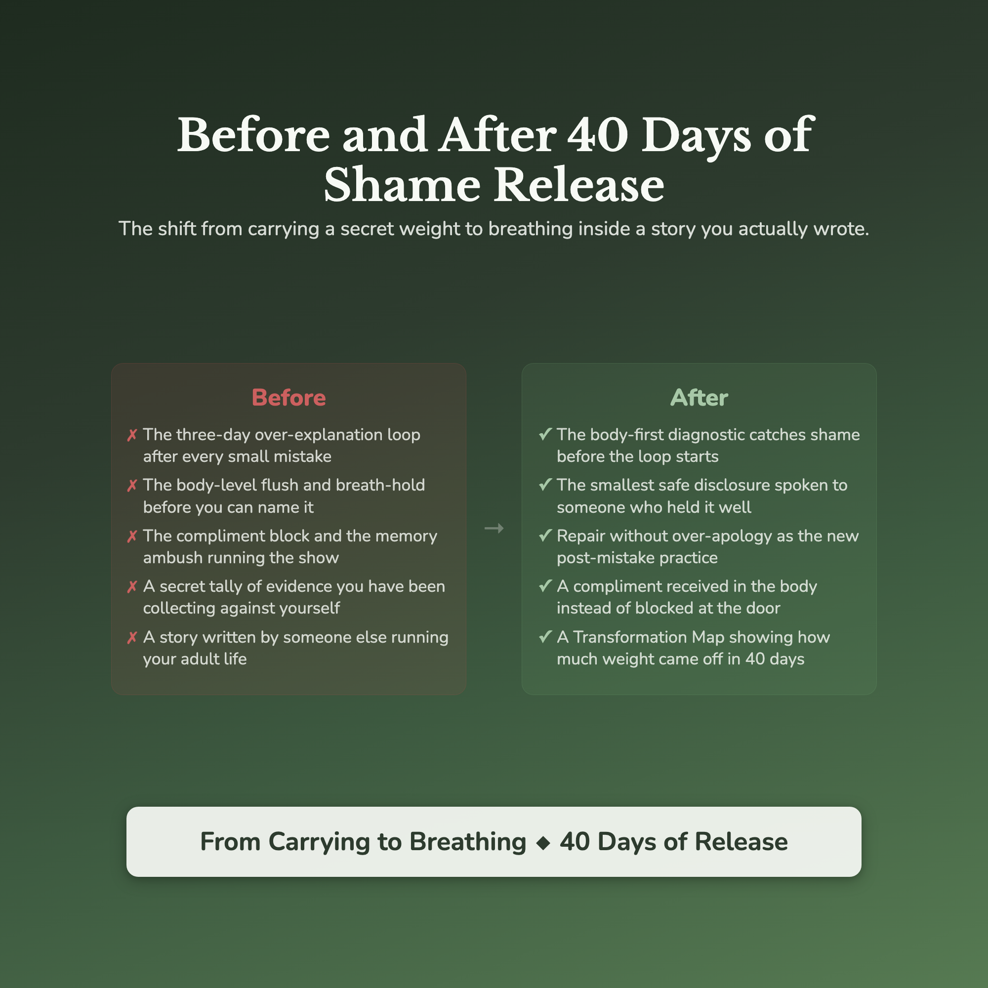 Shame Workbook & 40-Day Guide — before and after transformation
