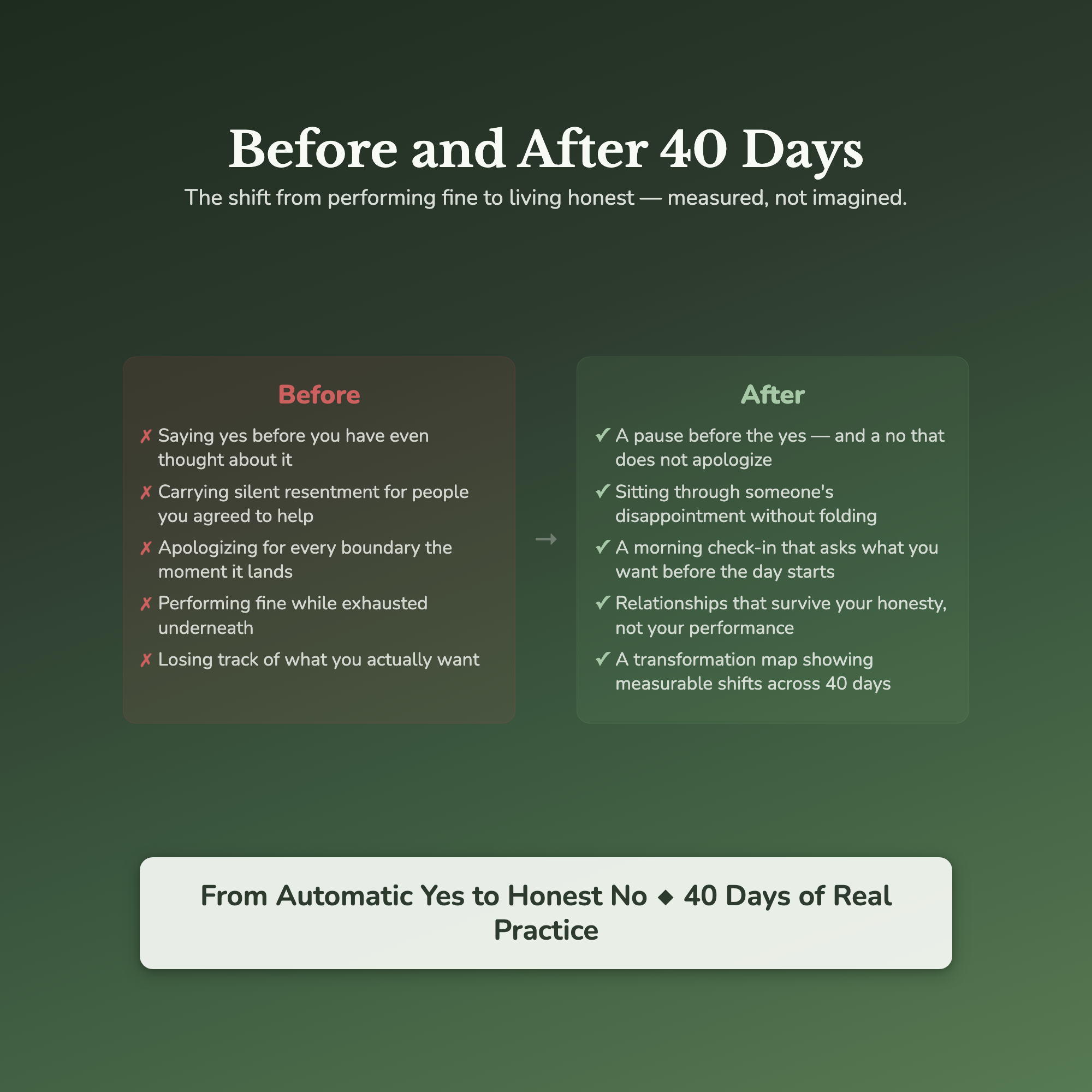 People Pleasing Workbook & 40-Day Guide — before and after transformation