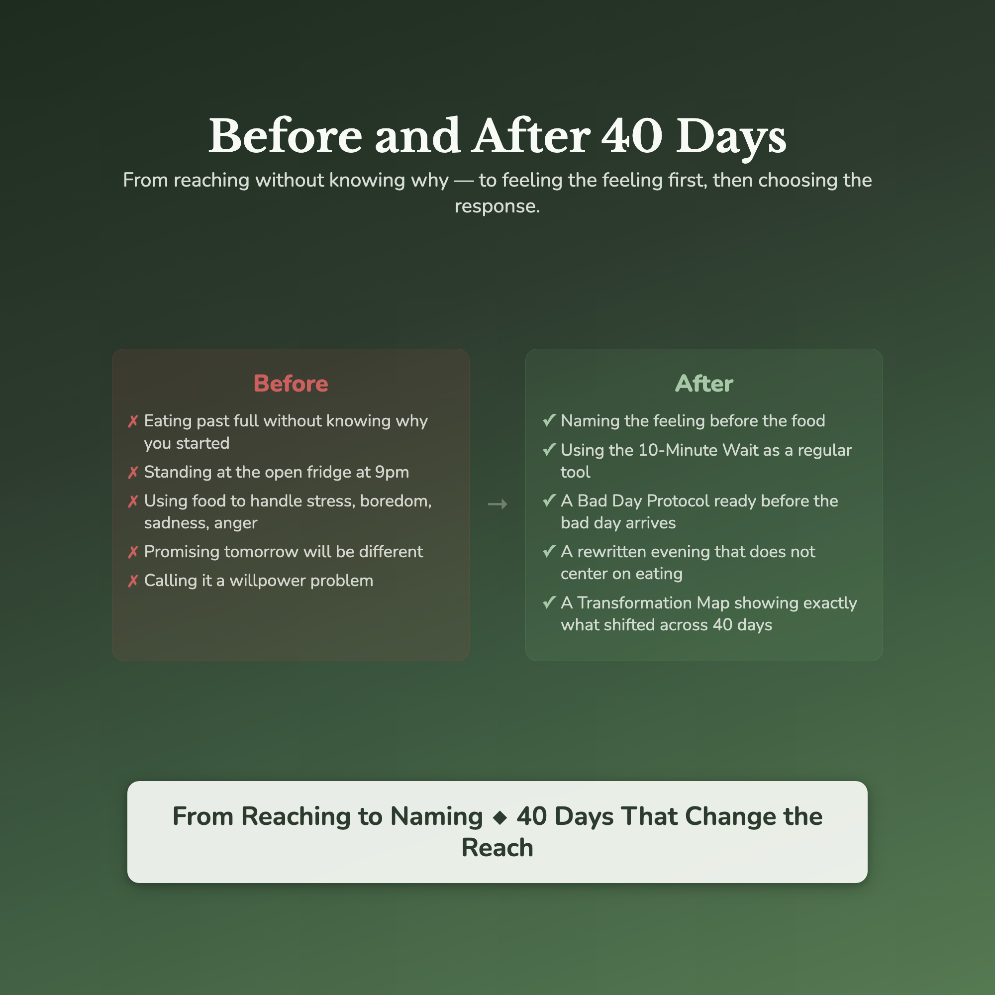 Emotional Eating Workbook & 40-Day Guide — before and after transformation