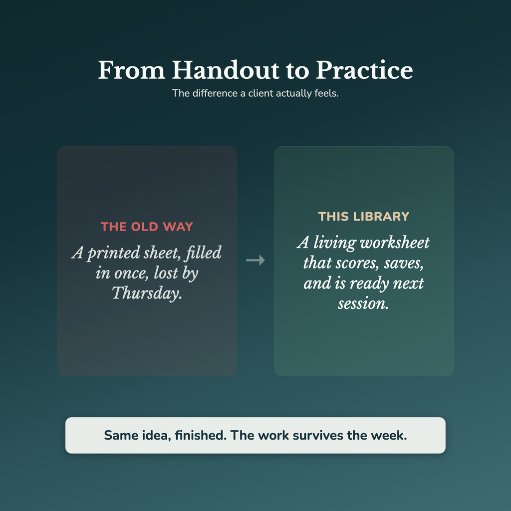 Life Coach Worksheets – 1000+ Interactive Client Tools, Auto-Scoring – Commercial License