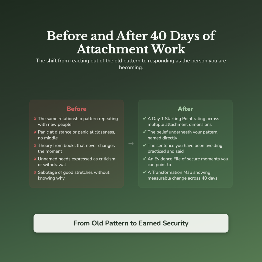 Attachment Style Workbook & 40-Day Guide — before and after transformation
