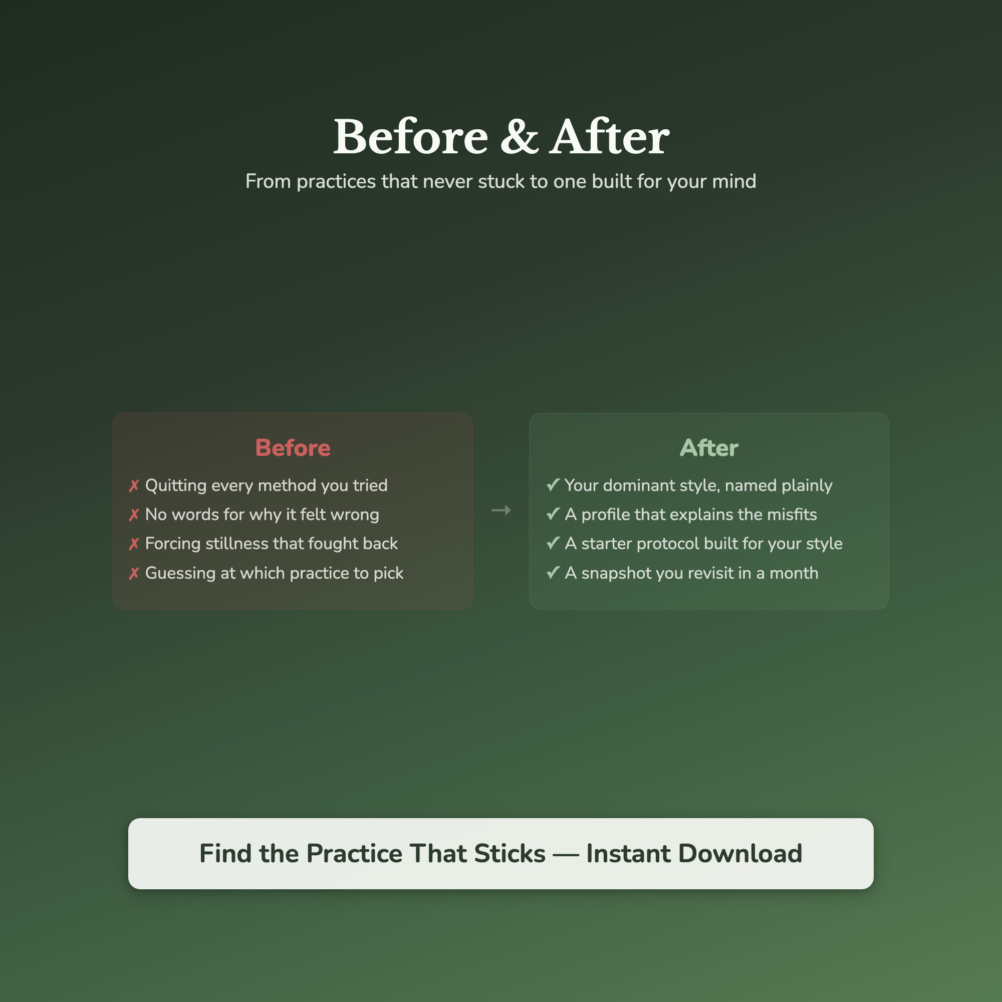 Meditation Style Quiz & Workbook – Why It Never Sticks – Interactive Self-Assessment