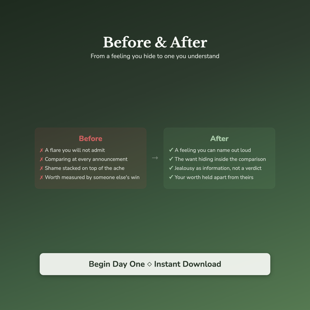 Jealousy Workbook & 40-Day Journal – Ache Behind Comparison – Interactive Digital Guide