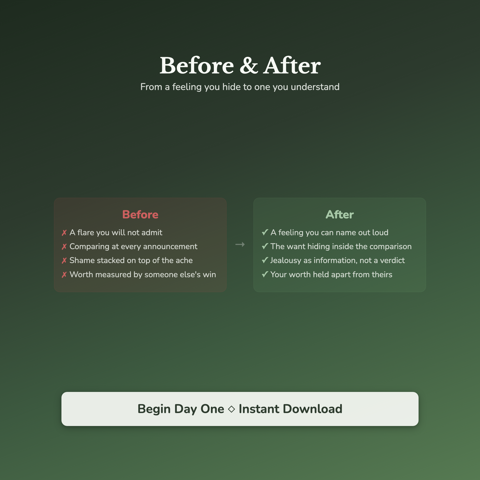Jealousy Workbook & 40-Day Journal – Ache Behind Comparison – Interactive Digital Guide