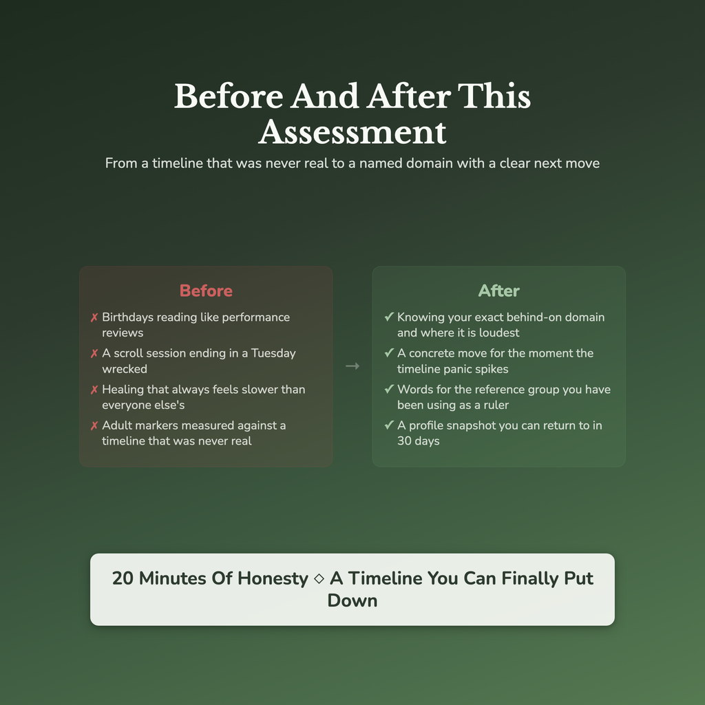 Quarter Life Crisis Quiz — before and after transformation