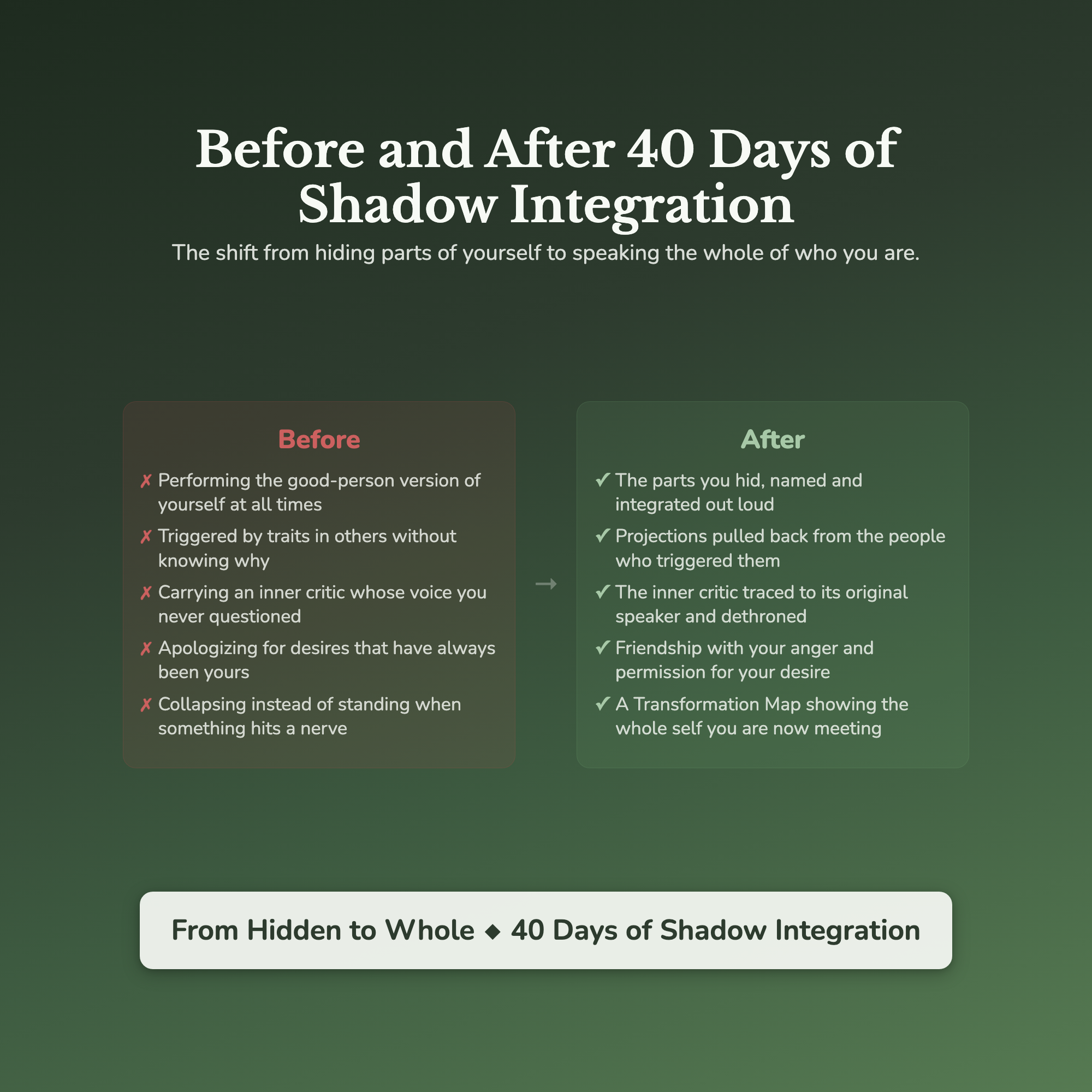 Shadow Work Workbook & 40-Day Guide — before and after transformation