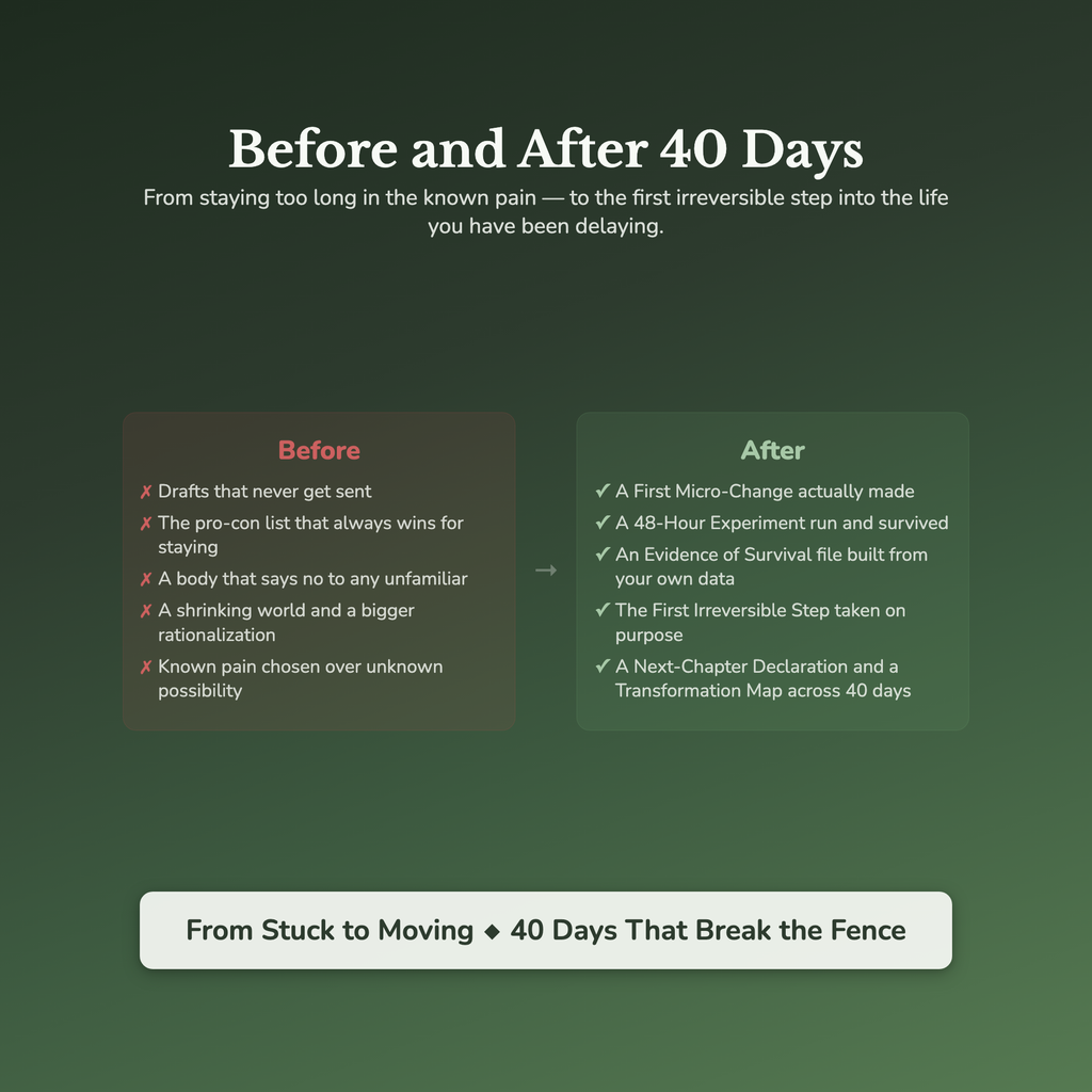 Fear of Change Workbook & 40-Day Guide — before and after transformation