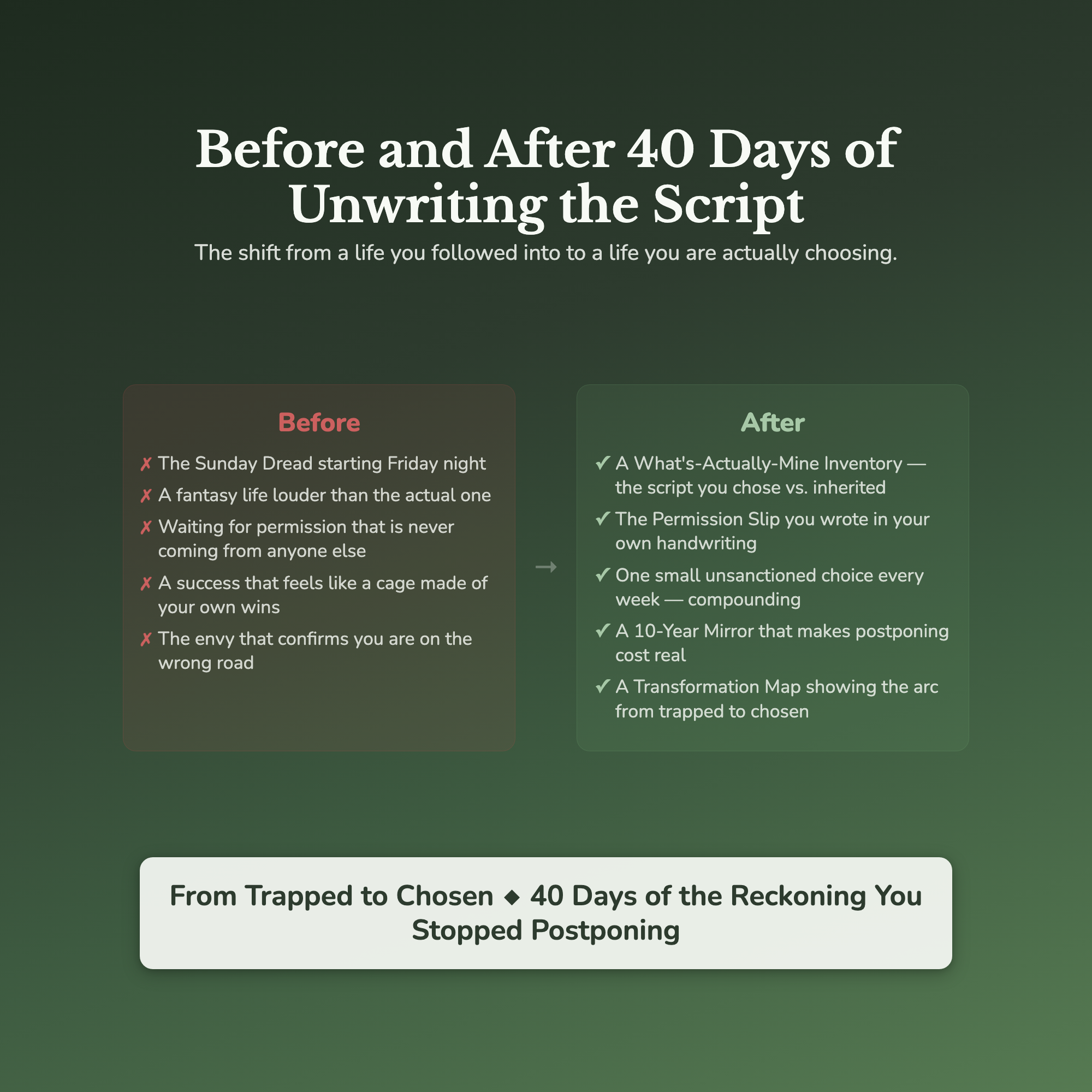 Midlife Crisis Workbook & 40-Day Guide — before and after transformation