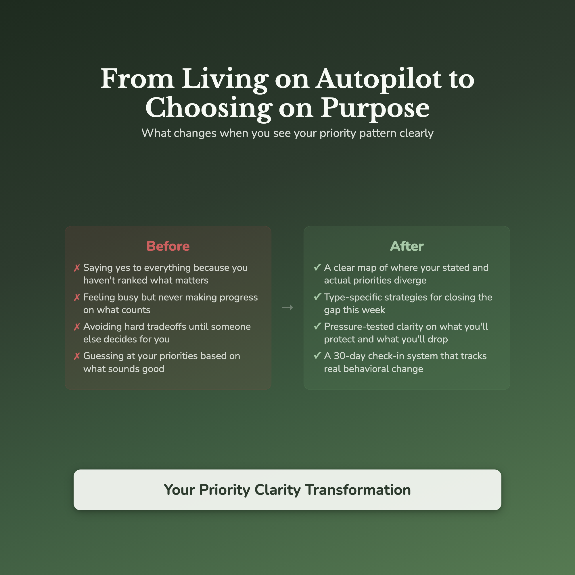Priority Clarity Profile — before and after transformation