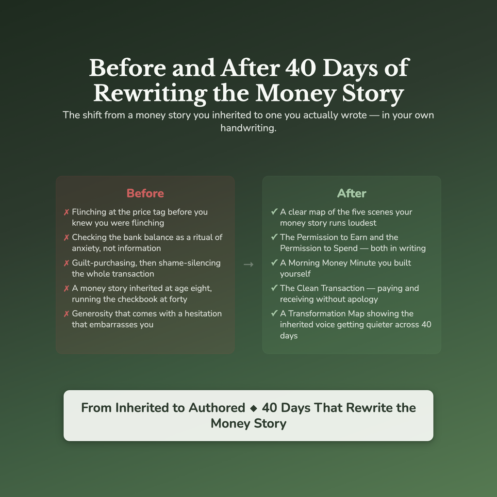 Money Mindset Workbook & 40-Day Guide — before and after transformation
