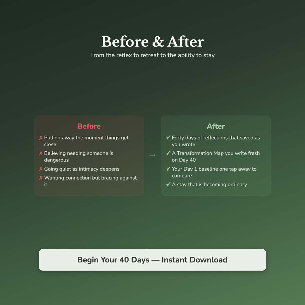 Avoidant Attachment Workbook & 40-Day Journal – Stay Close – Interactive Digital Guide