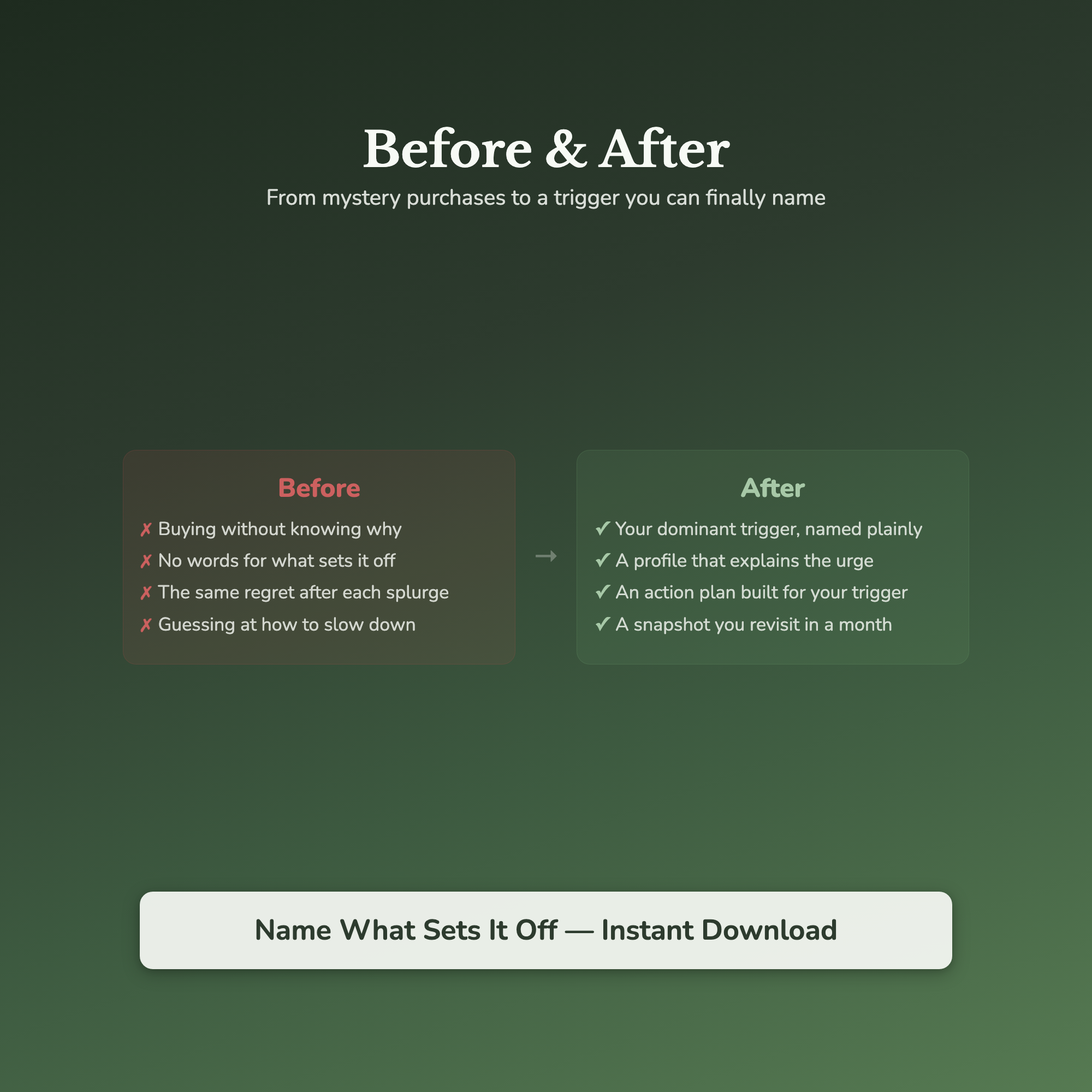 Spending Trigger Quiz & Workbook – Why You Keep Buying Stuff – Interactive Self-Assessment