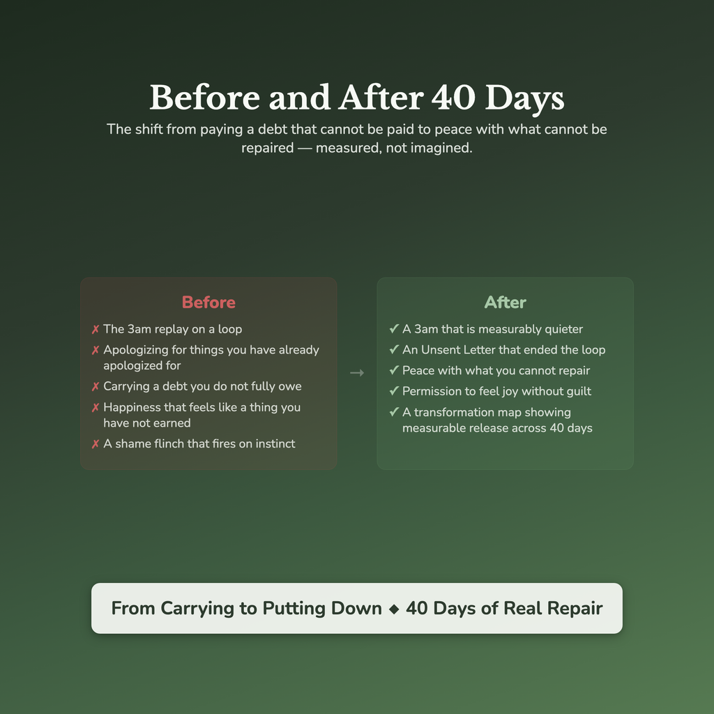 Self Forgiveness Workbook & 40-Day Guide — before and after transformation