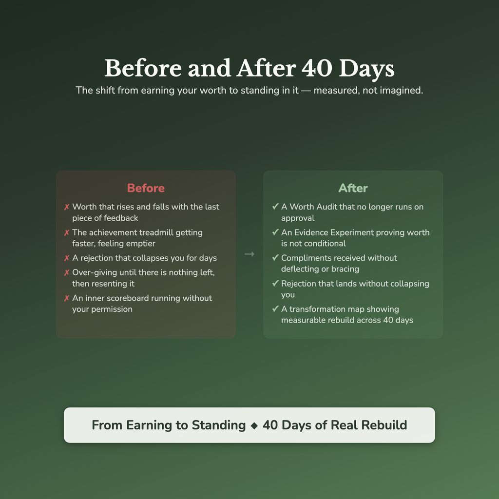 Self Worth Workbook & 40-Day Guide — before and after transformation
