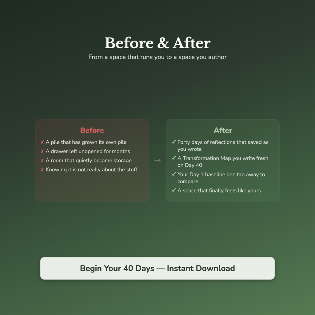 Declutter Workbook & 40-Day Journal – Why You Cant Let Go – Interactive Digital Guide