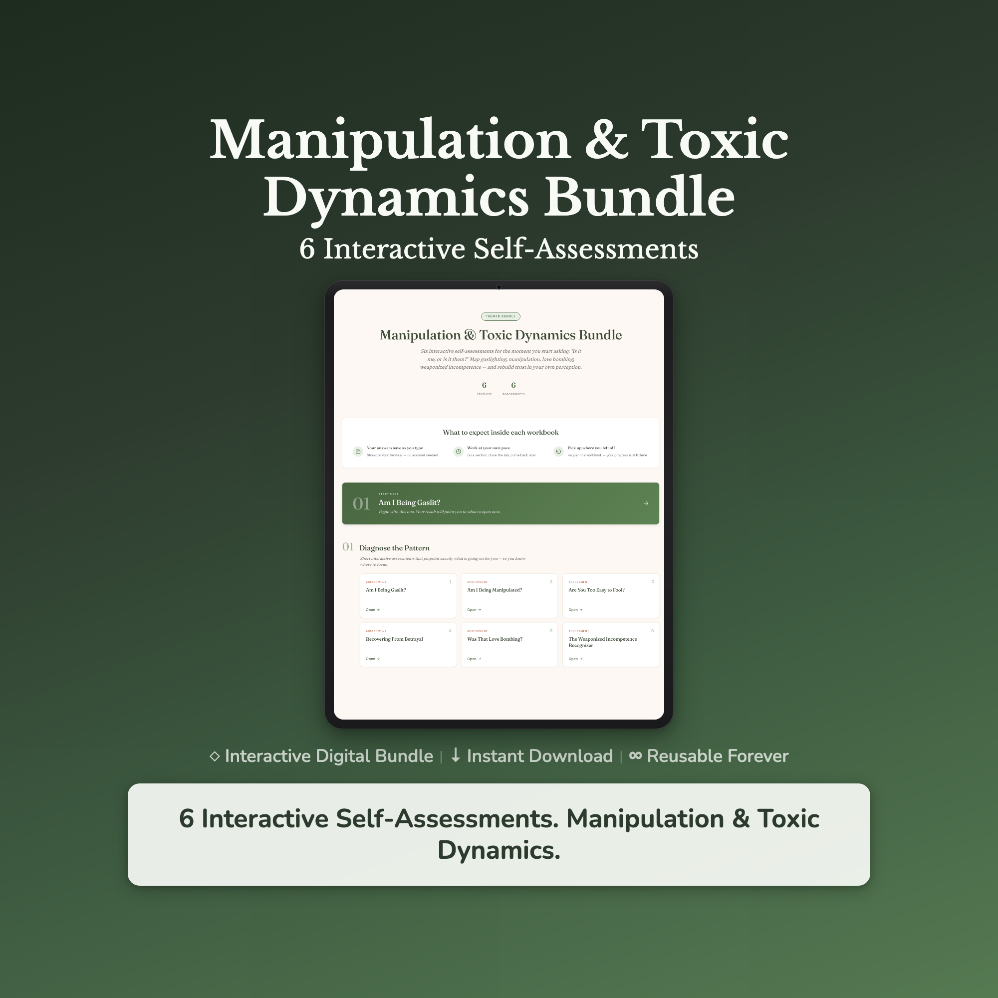 Manipulation Bundle – Am I Being Gaslit Self-Care Tools – Interactive Digital Bundle