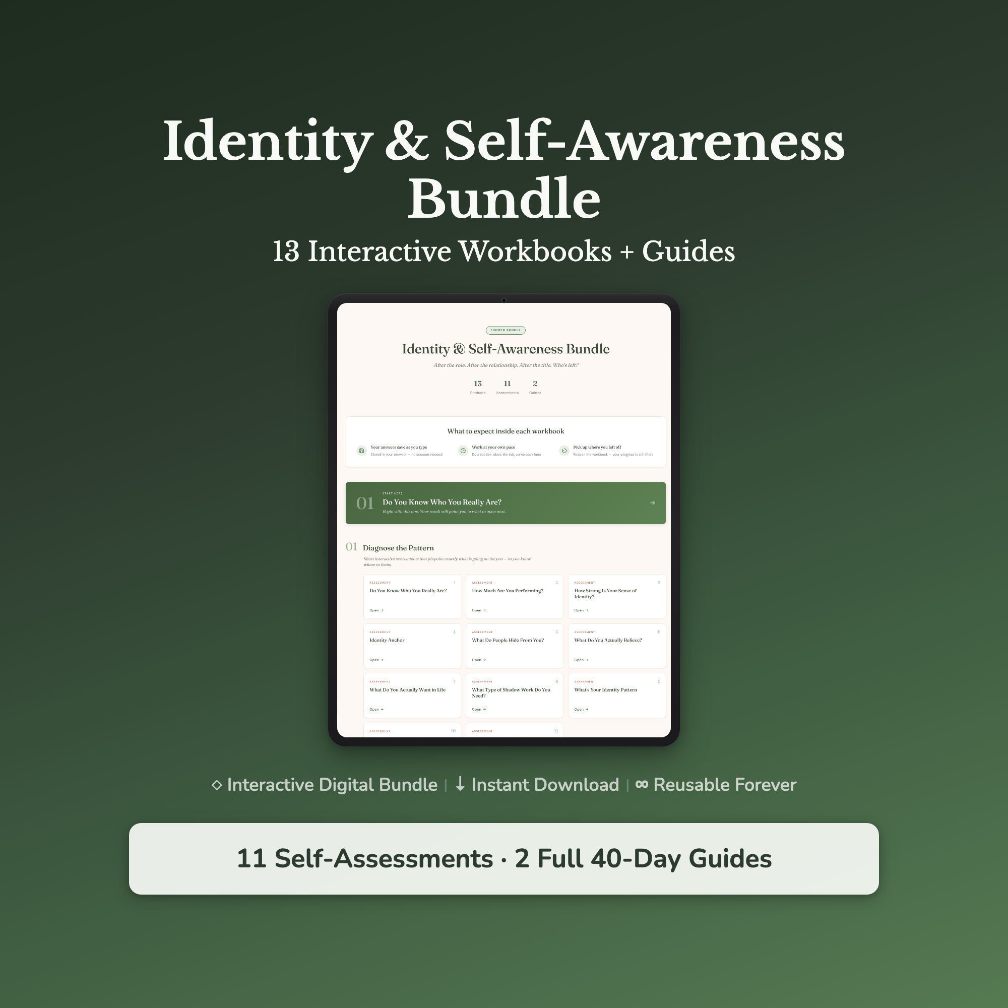 Identity Workbook Bundle – Who Am I Without My Role? – Interactive Digital Bundle