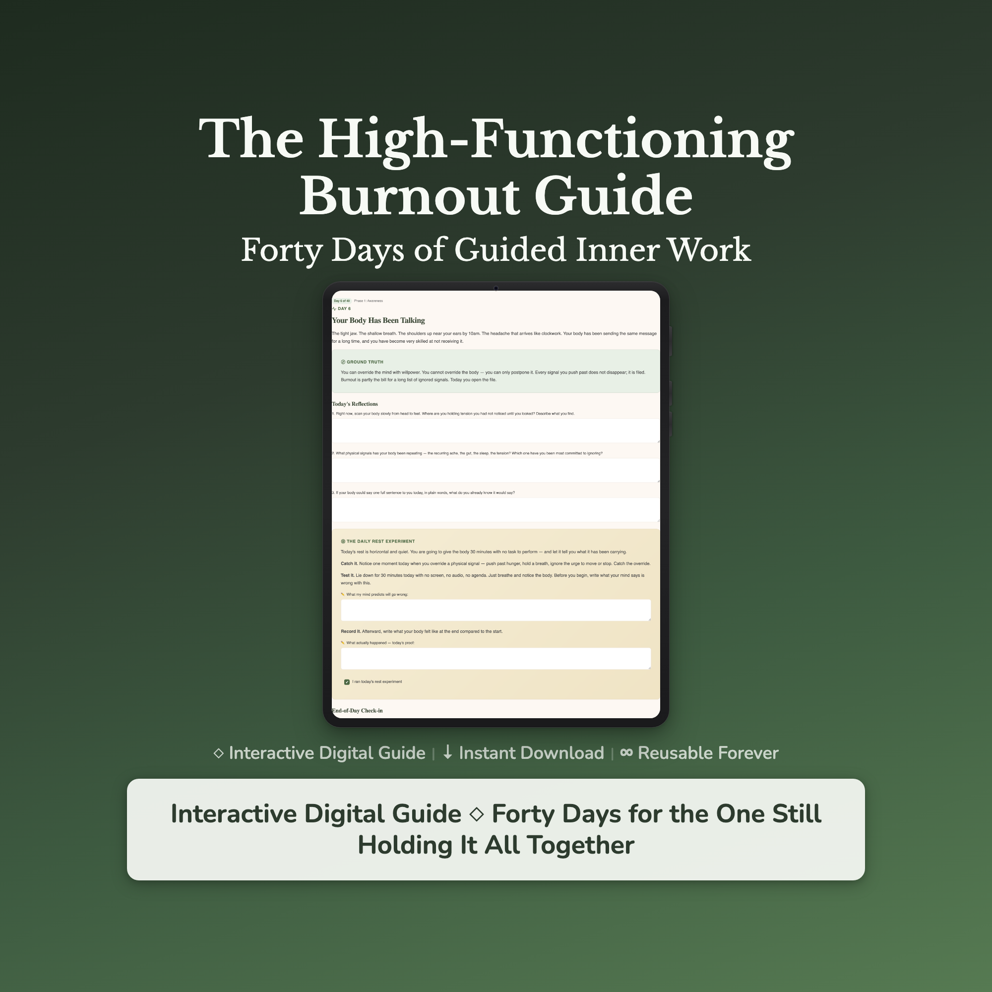 Burnout Workbook & 40-Day Journal – For the High-Functioning – Interactive Digital Guide