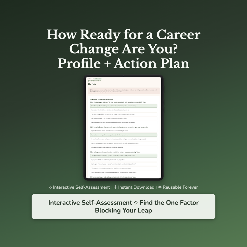 Career Change Readiness Profile — interactive workbook cover