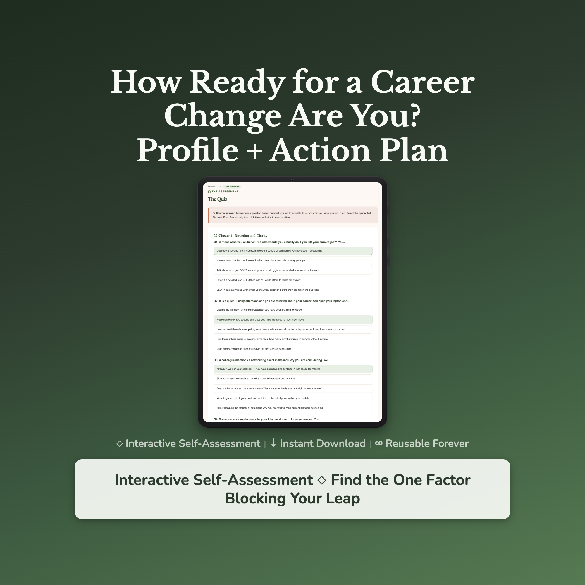 Career Change Readiness Profile — interactive workbook cover