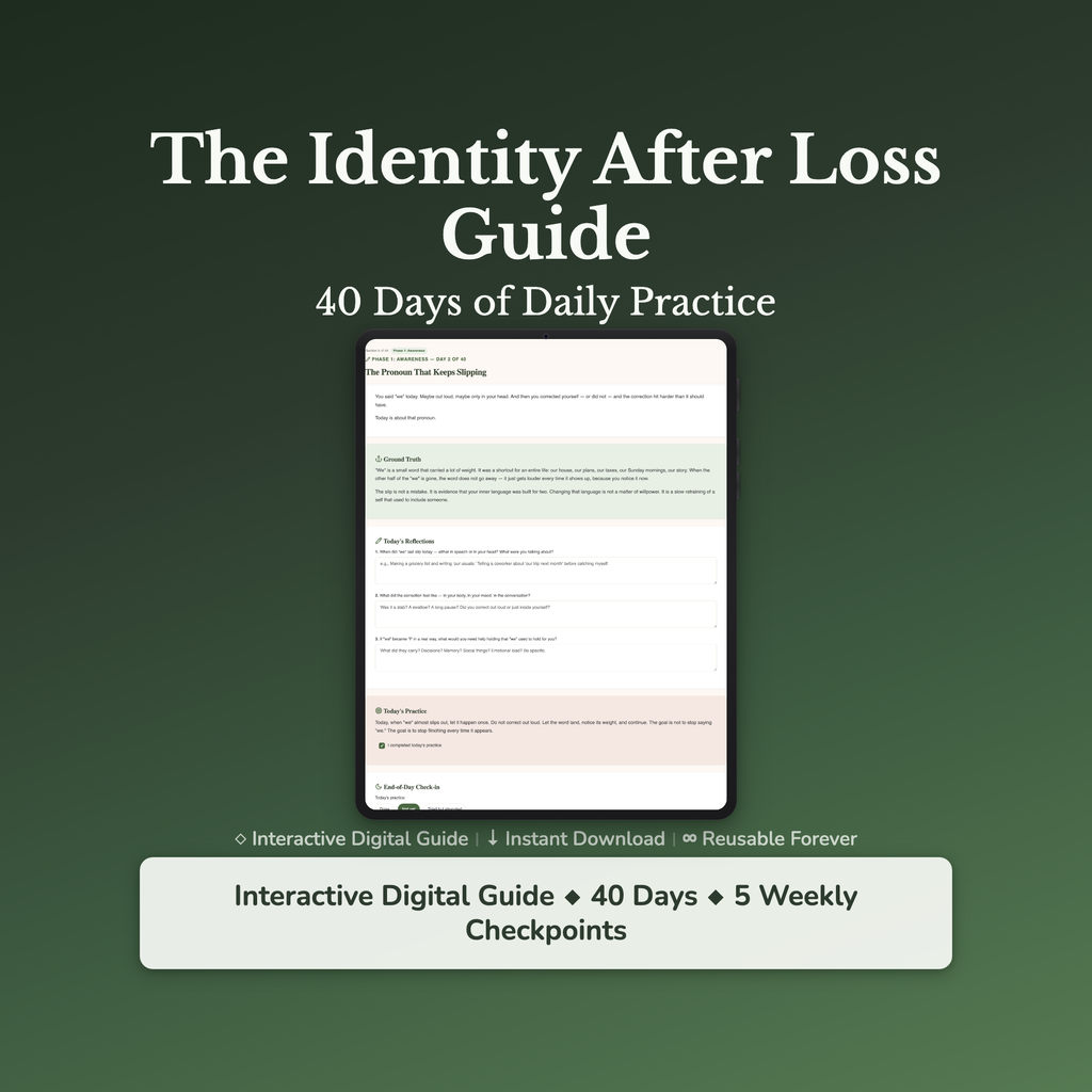 Identity After Loss Workbook & 40-Day Guide — interactive workbook cover