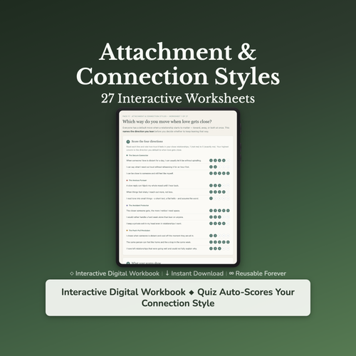 Attachment Style Worksheets – Anxious & Avoidant, Fear of Closeness, Intimacy – Interactive Worksheets Bundle