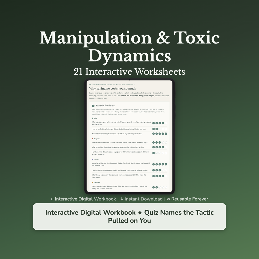 Manipulation & Toxic Patterns Worksheets – Gaslighting, Toxic Relationships, Red Flags – Interactive Worksheets Bundle