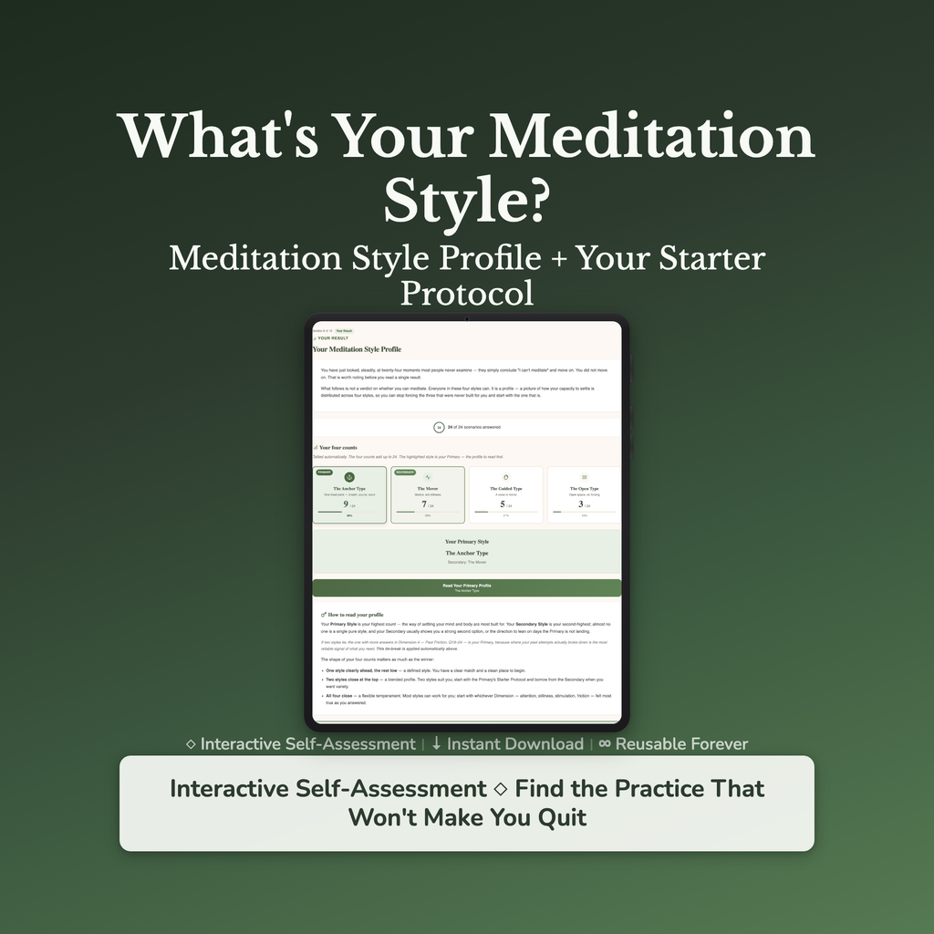Meditation Style Quiz & Workbook – Why It Never Sticks – Interactive Self-Assessment
