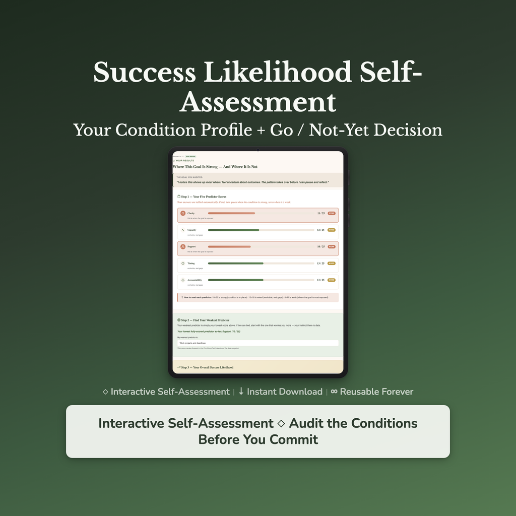 Success Likelihood Quiz & Workbook – Pre-Launch Goal Audit – Interactive Self-Assessment
