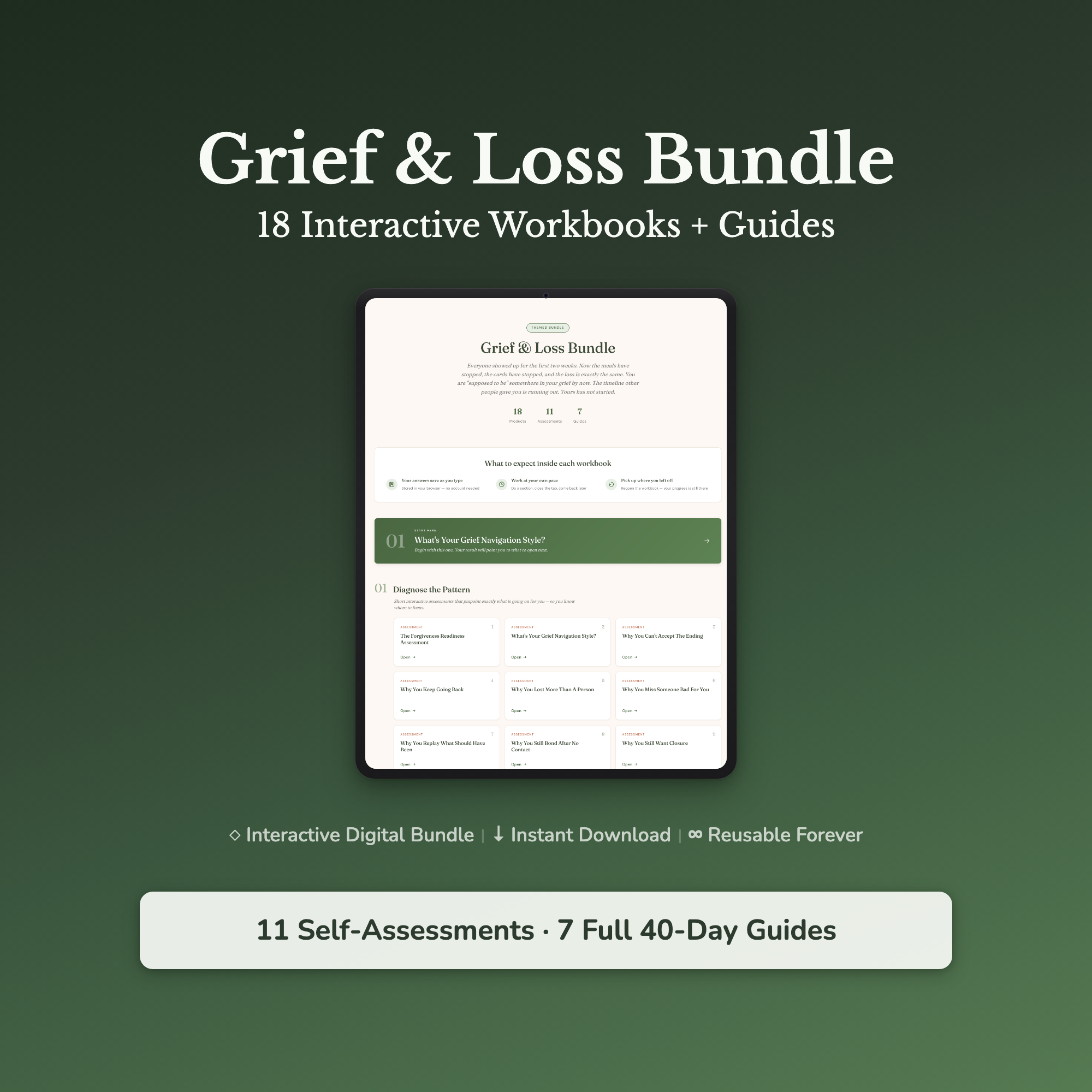 Grief Journal & Guide Bundle – Loss, Divorce & Letting Go – Interactive Digital Bundle