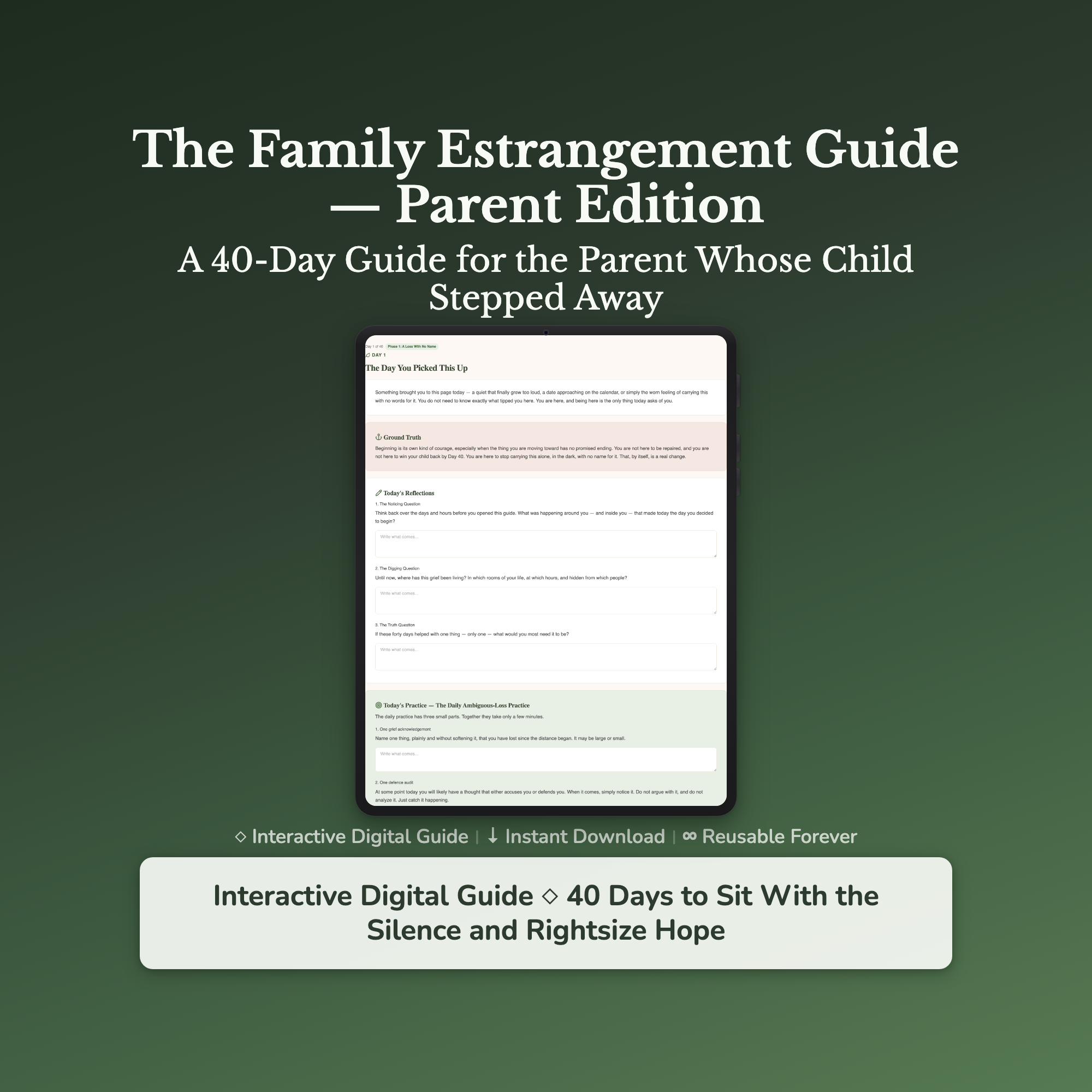 Estrangement Workbook & 40-Day Journal – Estranged Adult Child – Interactive Digital Guide