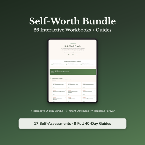 Self-Worth Bundle – Inner Critic Shadow Work 26 Tools – Interactive Digital Bundle — interactive digital workbook