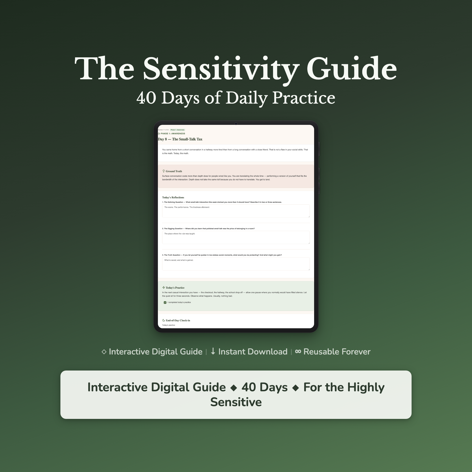 Highly Sensitive Workbook & 40-Day Guide — interactive workbook cover