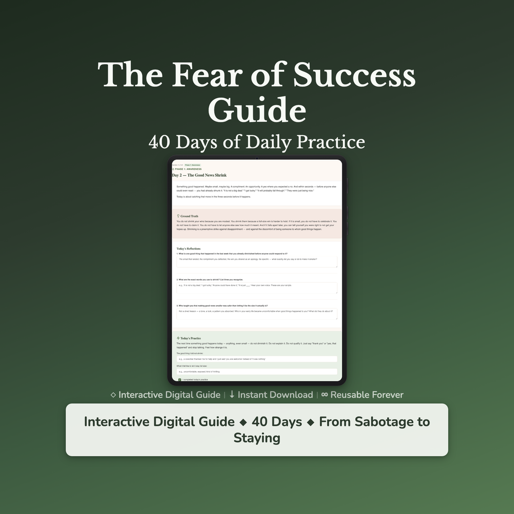 Fear of Success Workbook & 40-Day Guide — interactive workbook cover