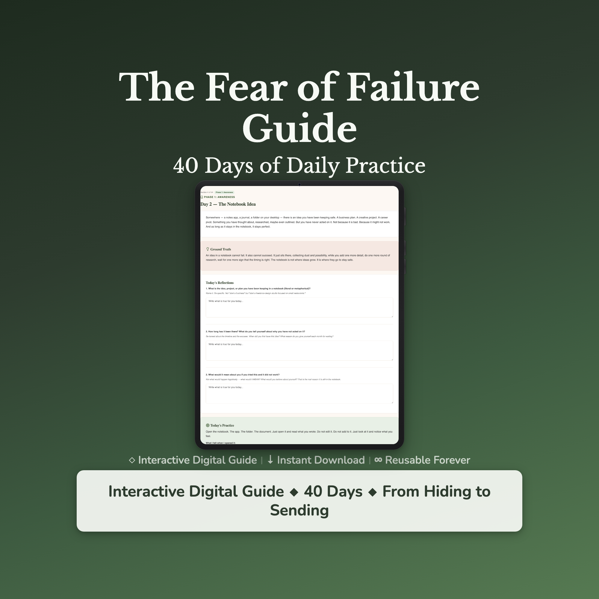 Fear of Failure Workbook & 40-Day Guide — interactive workbook cover