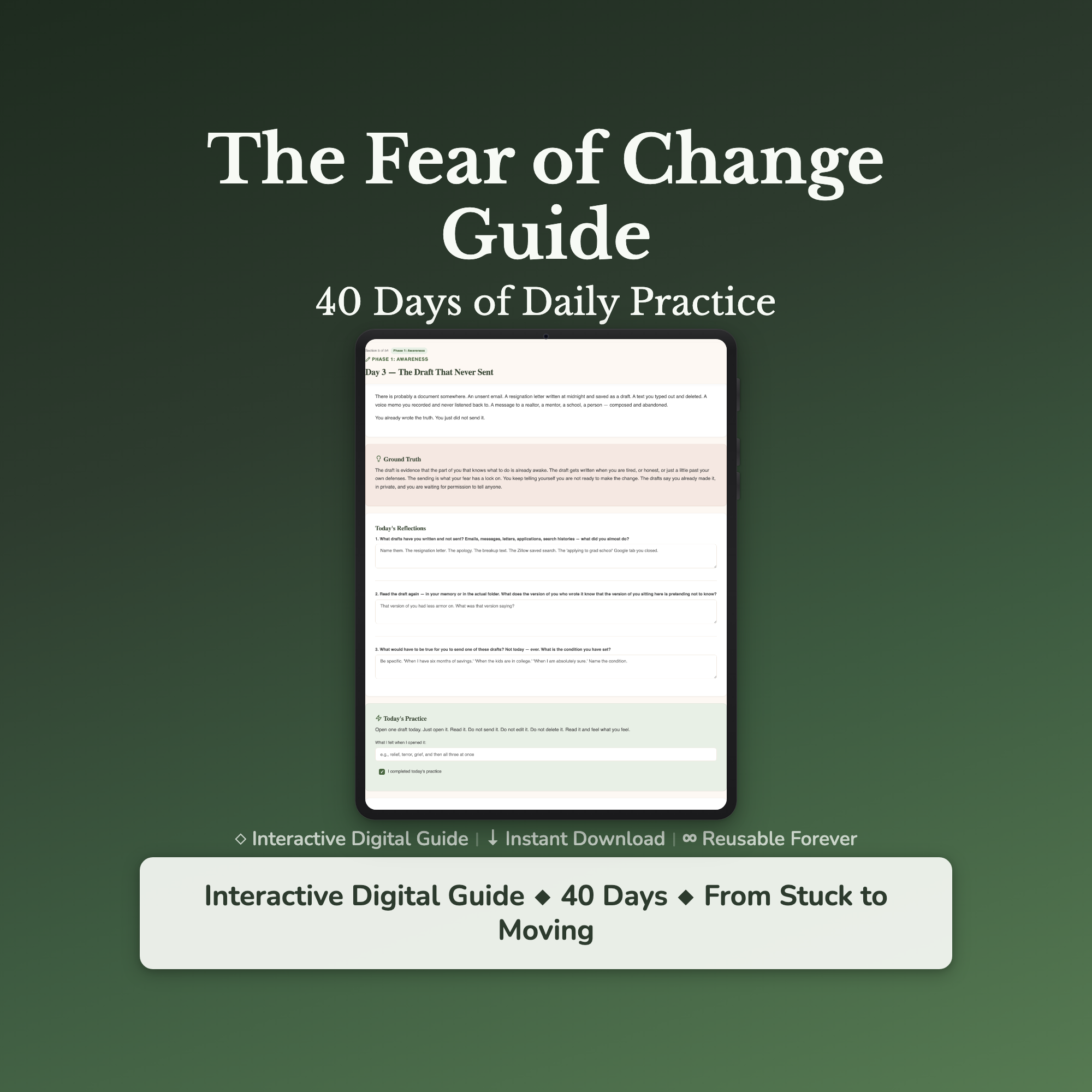 Fear of Change Workbook & 40-Day Guide — interactive workbook cover