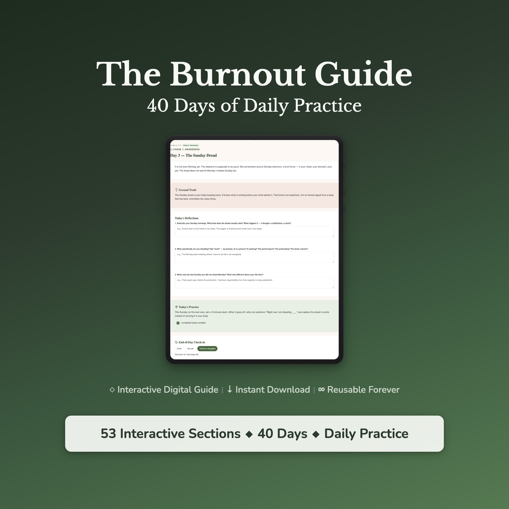 Burnout Workbook & 40-Day Guide — interactive workbook cover
