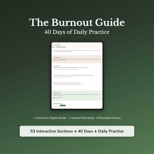 Burnout Workbook & 40-Day Guide — interactive workbook cover