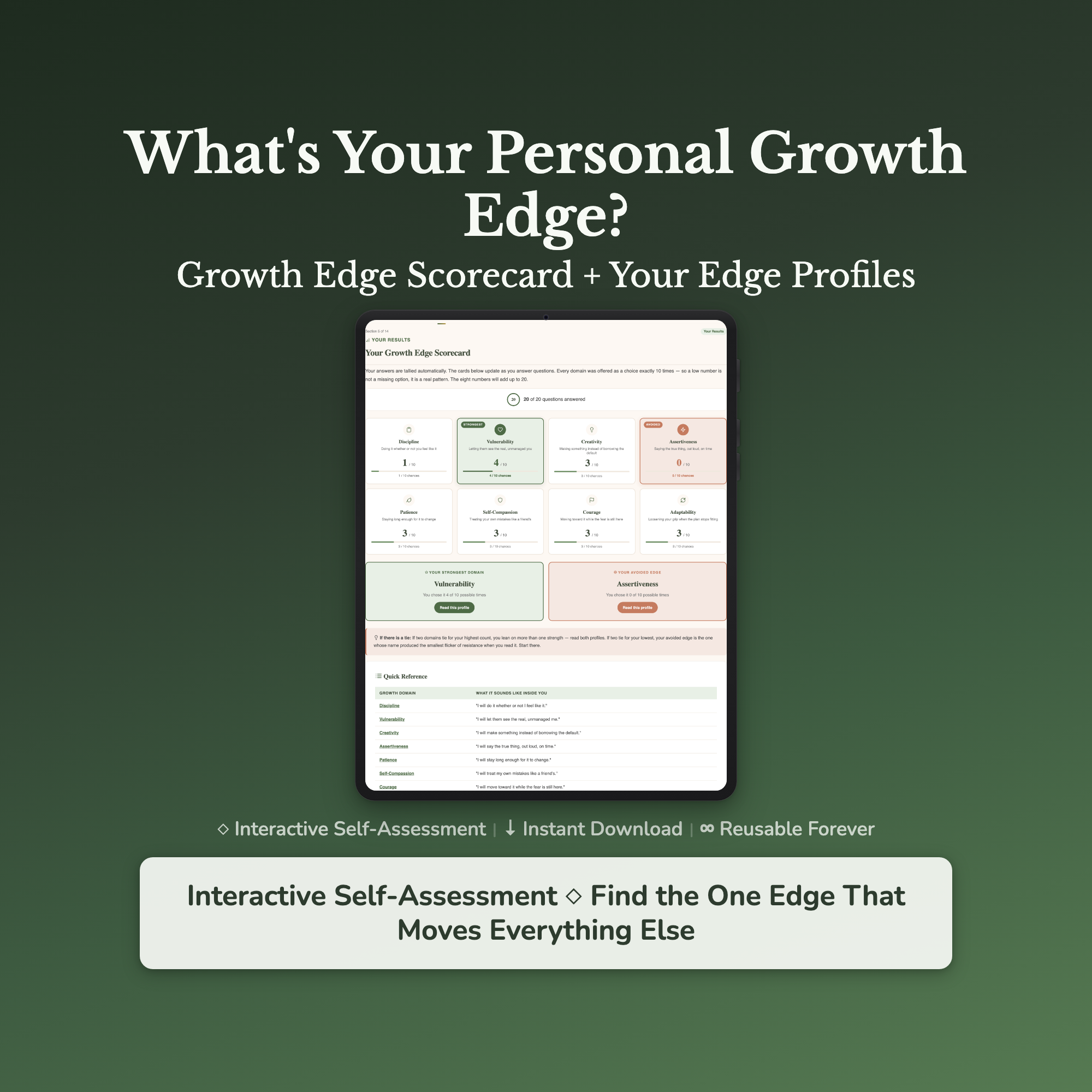 Personal Growth Quiz & Workbook – Find Your Growing Edge – Interactive Self-Assessment