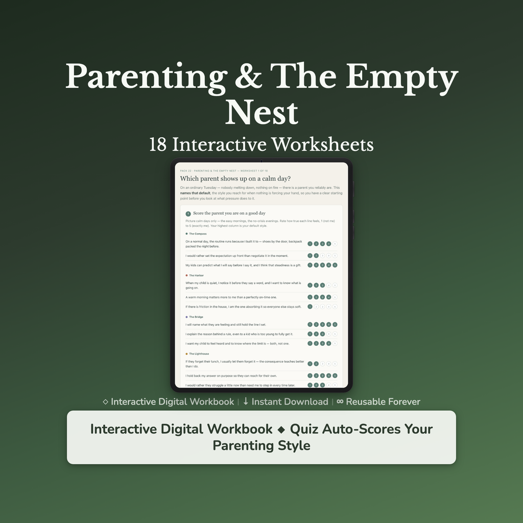 Empty Nest Worksheets – Life After Kids, Identity, Purpose, Letting Go – Interactive Worksheets Bundle