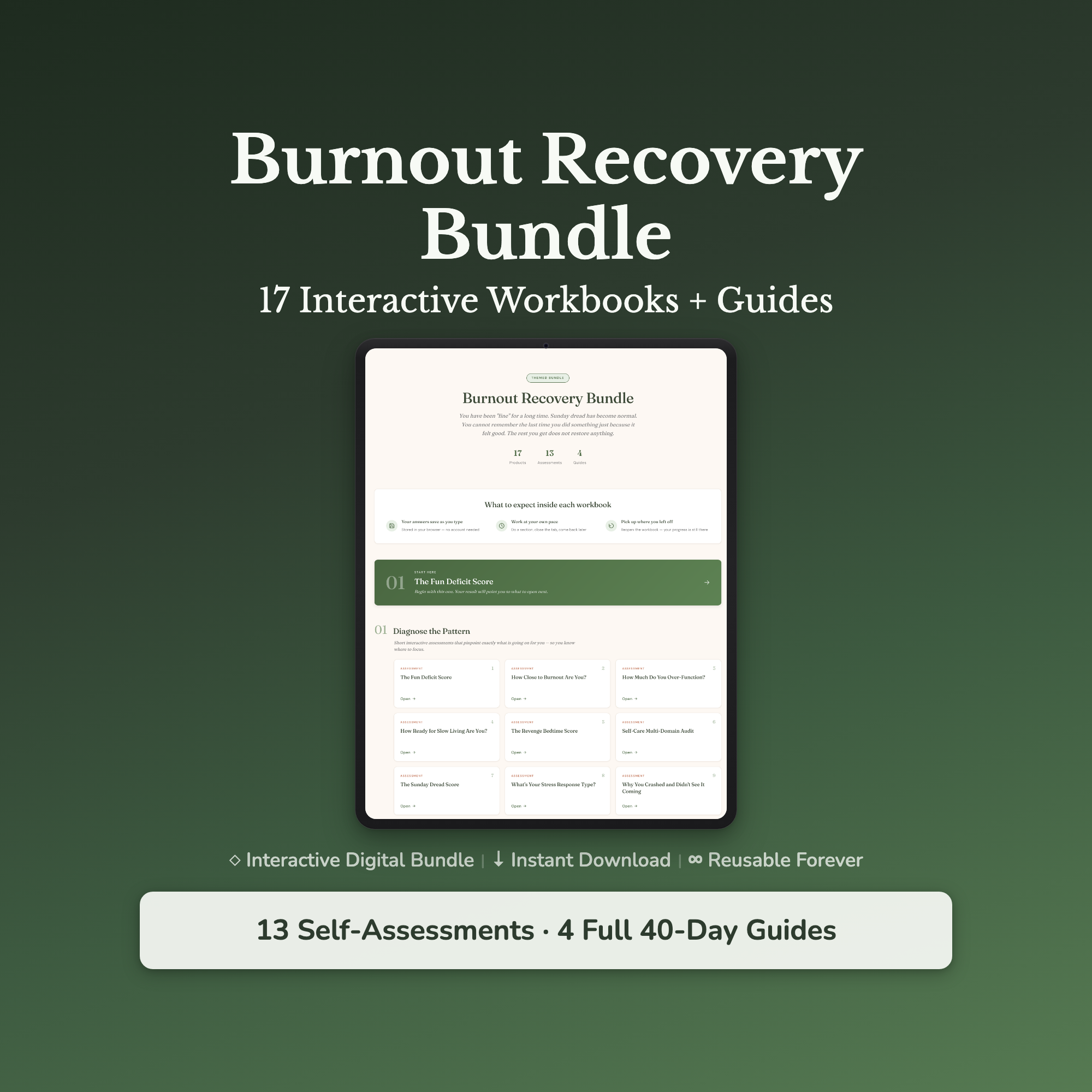 Burnout Recovery Bundle – From "I'm Fine" to Real Energy – Interactive Digital Bundle