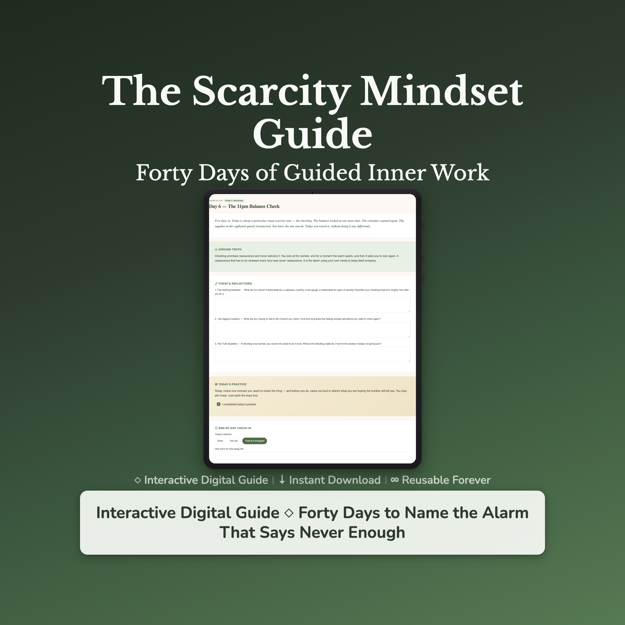 Scarcity Mindset Workbook & 40-Day Journal – Never Enough Help – Interactive Digital Guide
